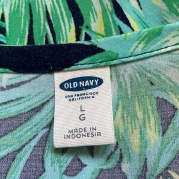 OLD NAVY Tropical Floral Dress  Sleeveless White Green Blue Yellow Womens Large - Picture 13 of 14